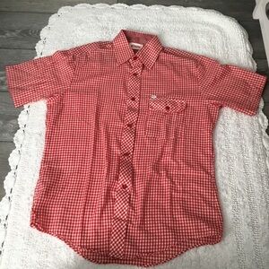 Vintage BREAD Red Gingham Vichy Check Lightweight Button Up Casual Shirt…